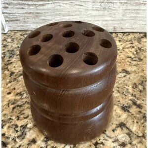 Hand Crafted  Wooden Pencil/Pen Holder Dark Stain  Vintage